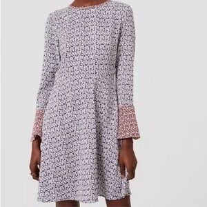 Floral Print Bell Sleeve LOFT Mini Dress